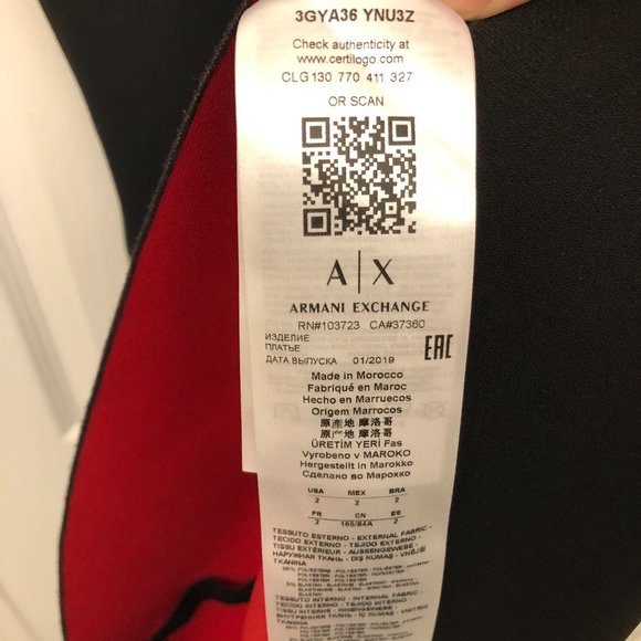 New Armani Exchange Black Double Faced Dress Size 2 - Picture 14 of 15